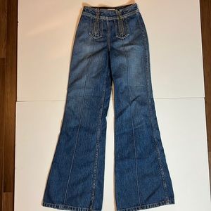 Faded brand blue high rise wide leg jeans size XS